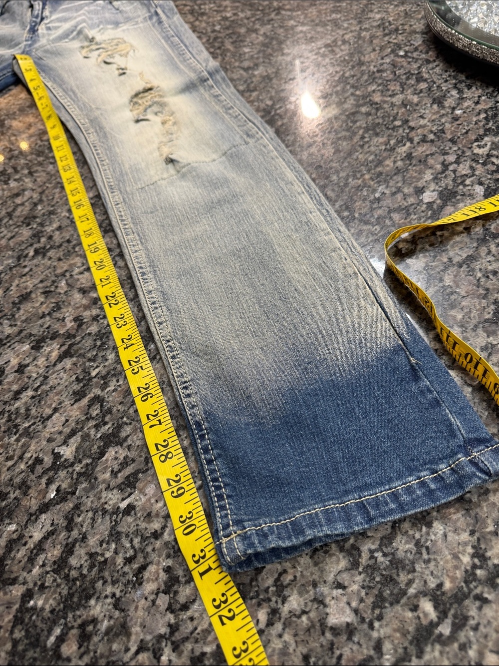 SOC moto Slim Straight Distressed Jeans in Faded Blue ombré 36 - Picture 13 of 15